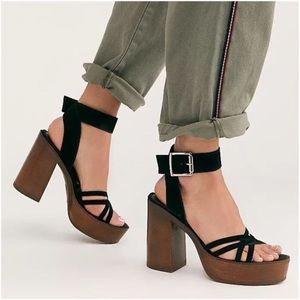 Free People Laney Suede Platform Black Size 11